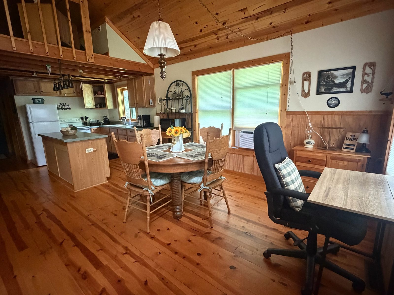 Dining table and dedicated workspace