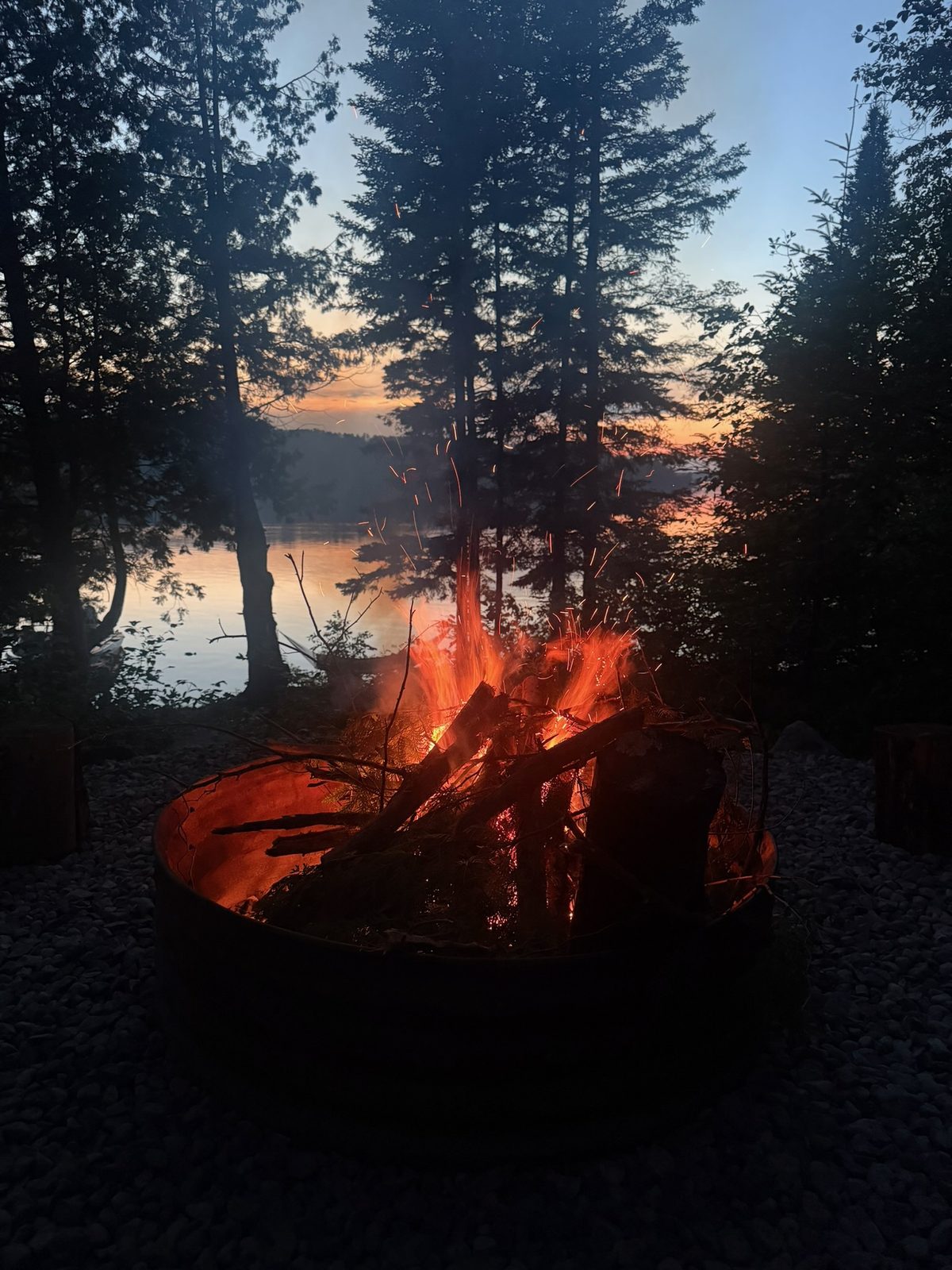 Fire pit at sunset